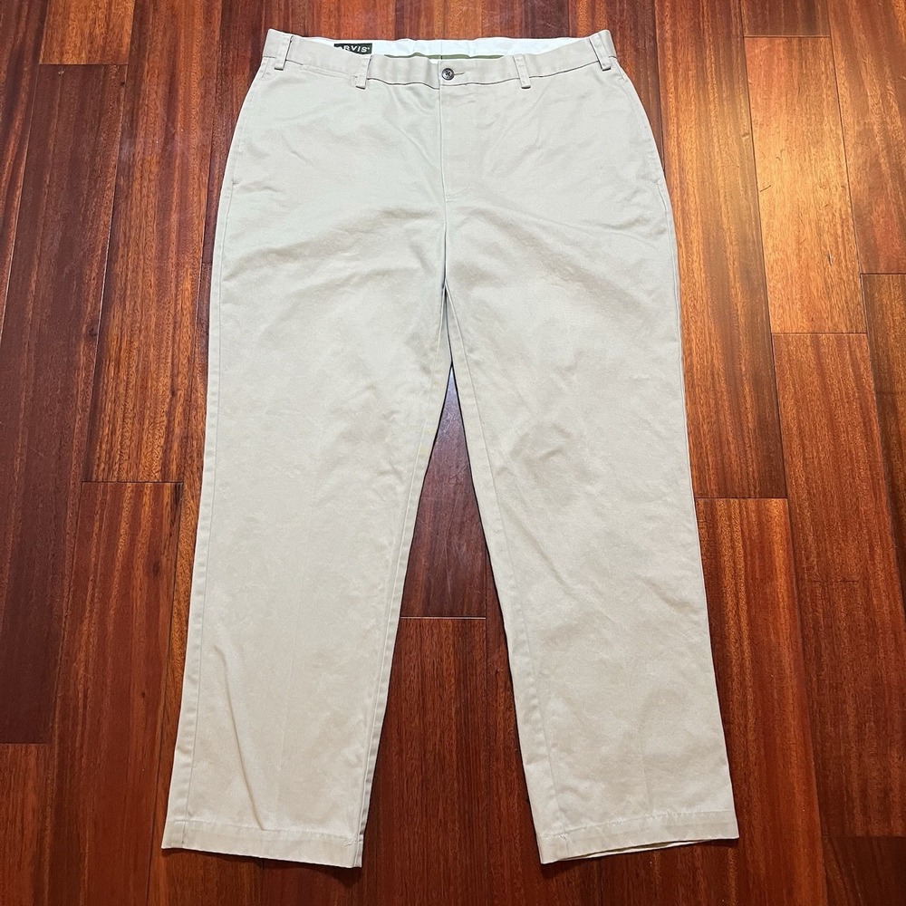 Orvis Pants Mens 38x29 Beige Tan Pockets Straight Leg Canvas Cotton Casual Y2K